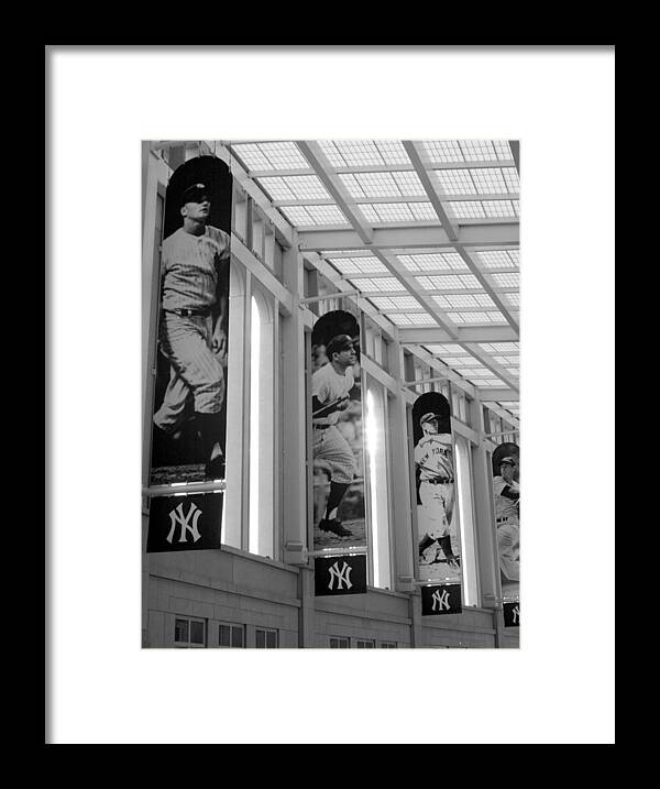 New York Yankees Framed Print featuring the photograph Yankee Greats of Yesteryear in Black And White by Aurelio Zucco