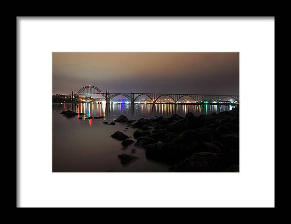 Tranquility Framed Print featuring the photograph Yaquina Bay Bridge In Newport Oregon by Ted Ducker Photography