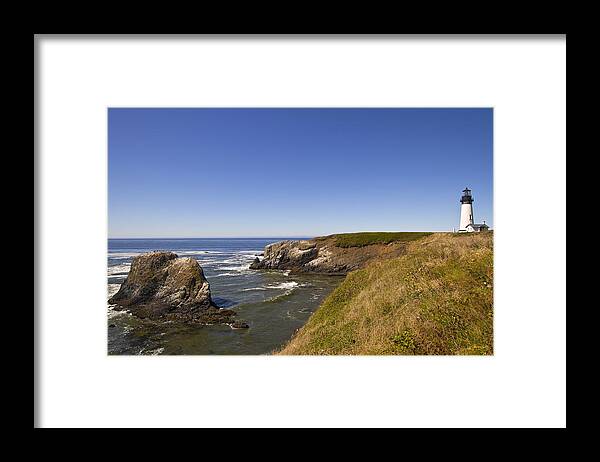 Yaquina Head Framed Print featuring the photograph Yaquina Head Lighthouse 4 by David Gn