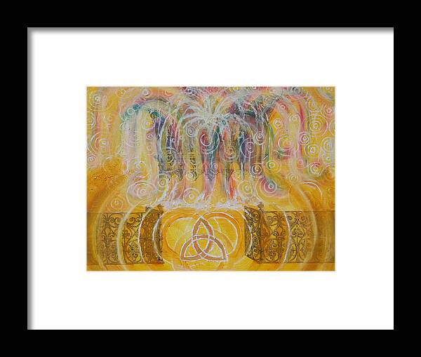 Fountain Framed Print featuring the painting Yaweh El Shaddai Top Canvas detail by Anne Cameron Cutri