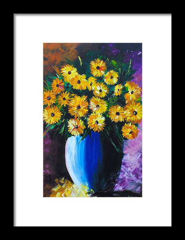Palette Knife Paintings Framed Print featuring the painting Yellow Daisies by Kevin Brown