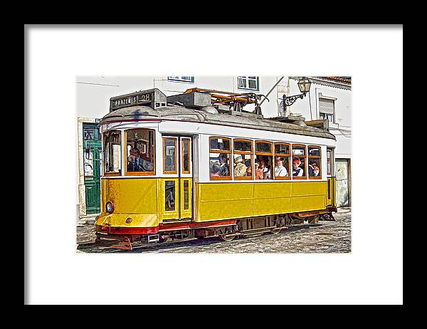 Lisbon Framed Print featuring the photograph Yellow Electric Trolly of Lisbon by David Letts