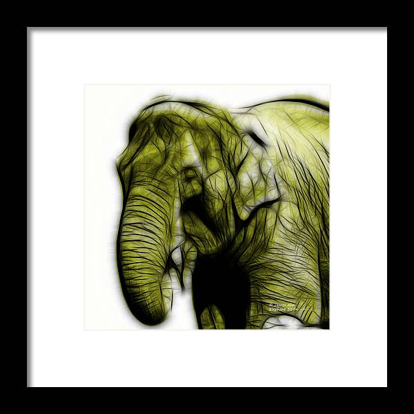 Elephant Framed Print featuring the digital art Yellow Elephant 3374 - F - S by James Ahn