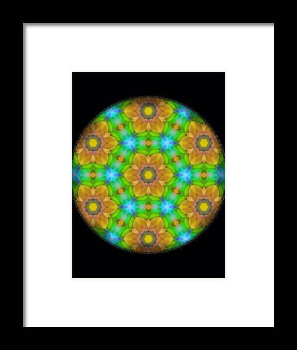 Digital Art Framed Print featuring the digital art Yellow Flower Mandala by Karen Buford