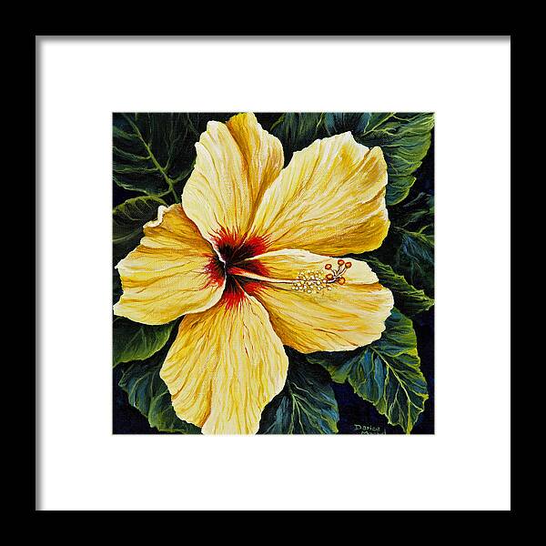 Flower Framed Print featuring the painting Yellow Hibiscus by Darice Machel McGuire