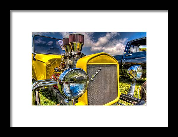 Auto Framed Print featuring the photograph Yellow Hotrod by Tim Stanley