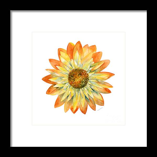 Yellow Framed Print featuring the painting Yellow Orange Daisy by Amy Kirkpatrick