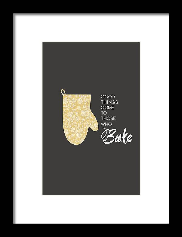 Food Framed Print featuring the digital art Yellow Oven Mitt by Nancy Ingersoll