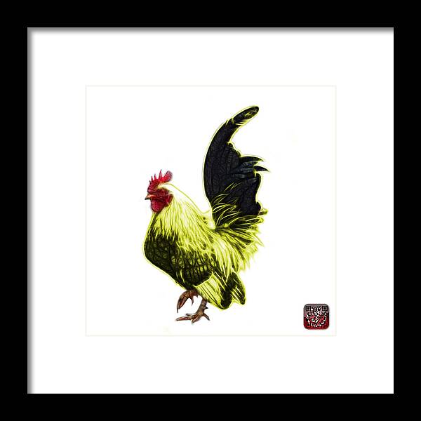 Rooster Framed Print featuring the digital art Yellow Rooster Pop Art - 4602 - wb - James Ahn by James Ahn