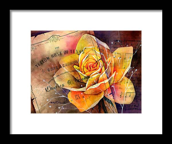 Rose Framed Print featuring the painting Yellow Rose of Texas by Hailey E Herrera