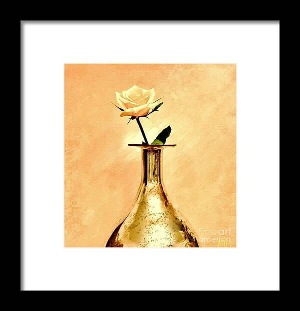 Photo Framed Print featuring the photograph Yellow Rose on Gold by Marsha Heiken