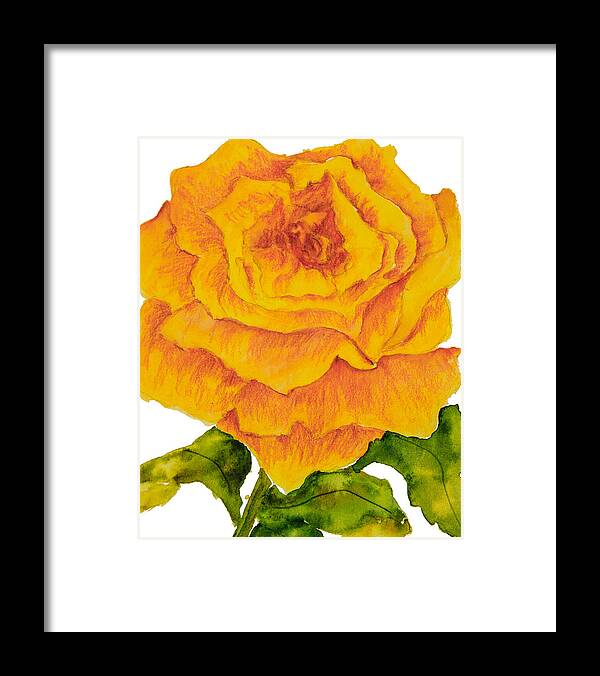 Yellow Rose Framed Print featuring the painting Yellow Rose by Sally Quillin