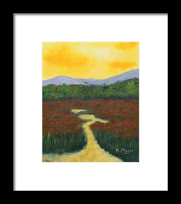 Painting Framed Print featuring the painting Yellow Sky by Alan Mager