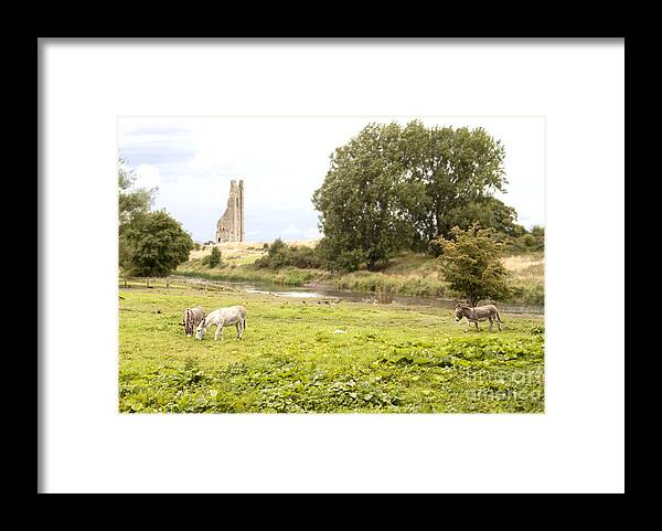 Ireland Digital Photography Framed Print featuring the digital art Yellow Steeple amidst Meath Ireland by Danielle Summa