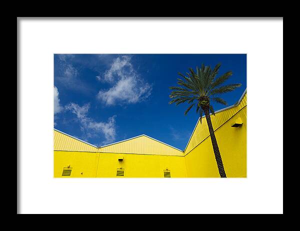 Palm Tree Framed Print featuring the photograph Yellow Warehouse by David Smith