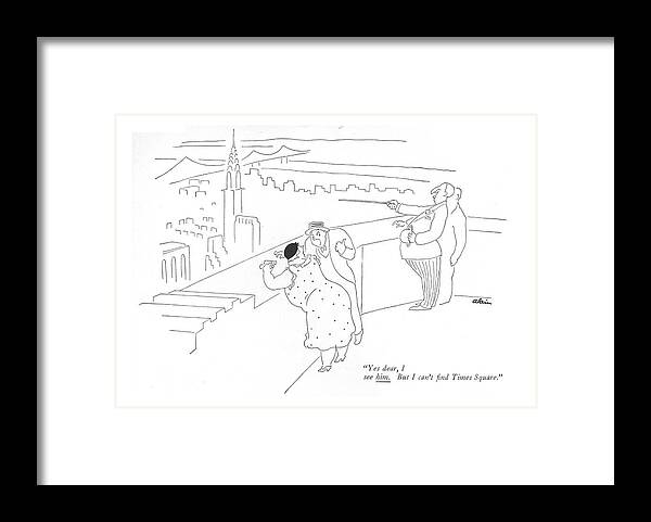 105524 Ala Alain Framed Print featuring the drawing I Can't Find Times Square by Alain