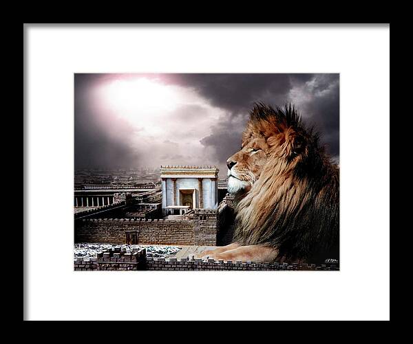 Lions Framed Print featuring the digital art Yeshua in the Outer Court by Bill Stephens