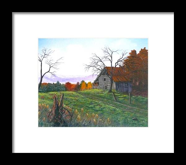 Barn Framed Print featuring the painting Yesteryear Autumn by William Stewart