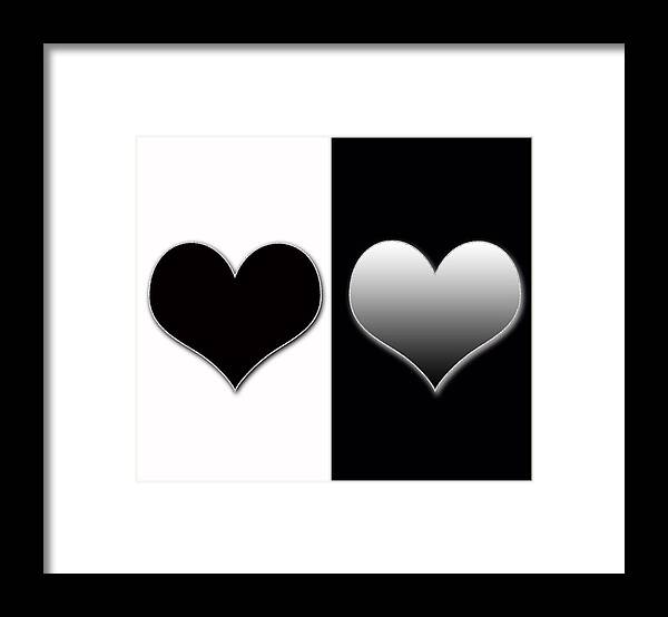 Hearts Framed Print featuring the painting Yin and Yang Love by Georgeta Blanaru
