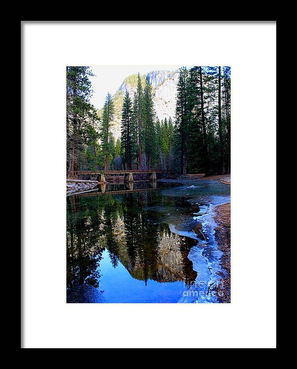 Yosemite Bridge Framed Print featuring the photograph Yosemite Bridge Reflections by Theresa Ramos-DuVon