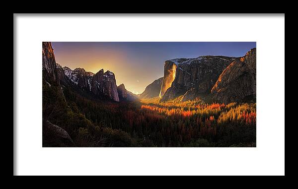 Yosemite Framed Print featuring the photograph Yosemite Firefall by Yan Zhang