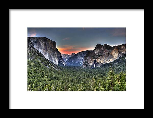Yosemite Framed Print featuring the photograph Yosemite Valley View Sunset by Shawn Everhart