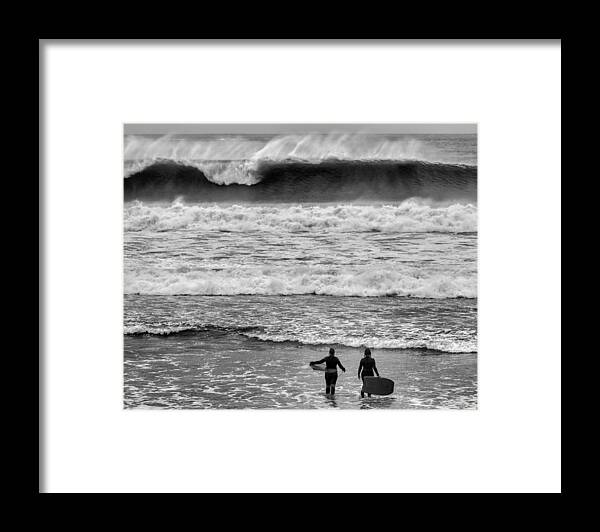 Surf Framed Print featuring the photograph You go first by Nigel R Bell