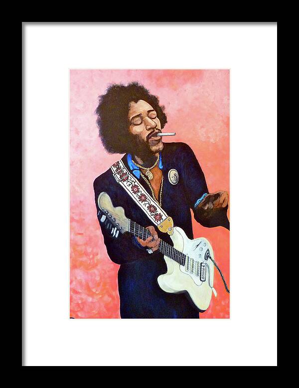 Jimi Hendrix Framed Print featuring the painting You Got Me Floating by Tom Roderick