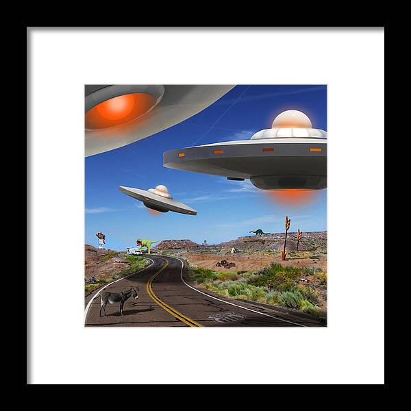 Surrealism Framed Print featuring the photograph You Never Know What You will See On Route 66 2 by Mike McGlothlen