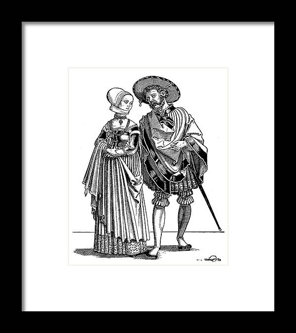 1530 Framed Print featuring the painting Young Couple, C1530 by Granger