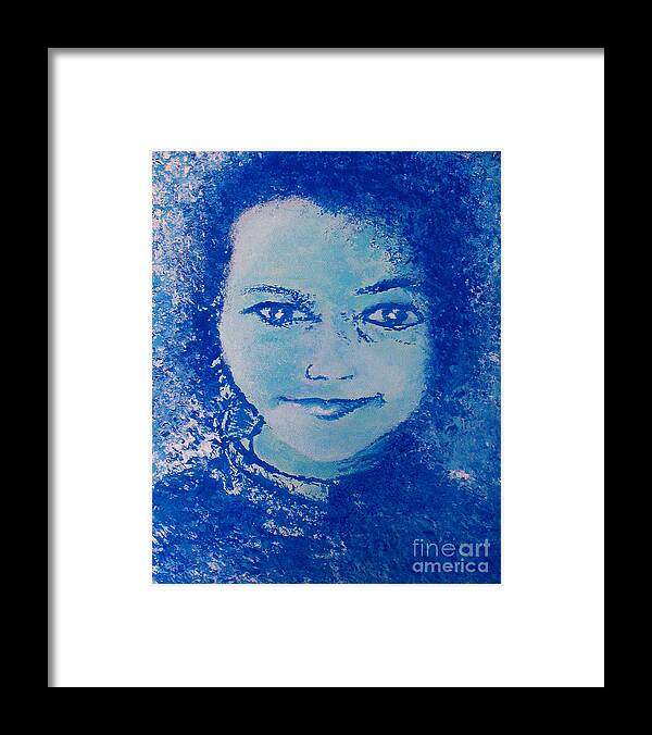 Girl Framed Print featuring the painting Young Girl In Blue by Alys Caviness-Gober