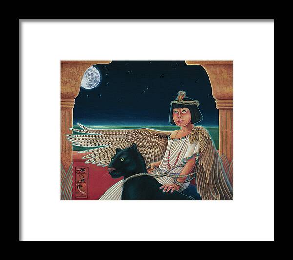 Isis Framed Print featuring the painting Young Isis Protects the Night by Susan Helen Strok