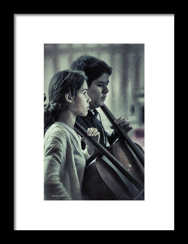 Two Cello Players Framed Print featuring the photograph Young Musicians Impression # 38 by Aleksander Rotner