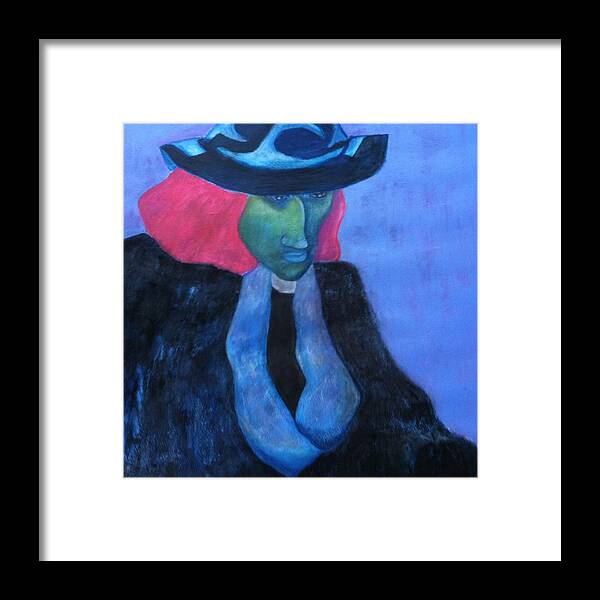 Blue Painting Framed Print featuring the painting Young Padre by Elizabeth Bogard