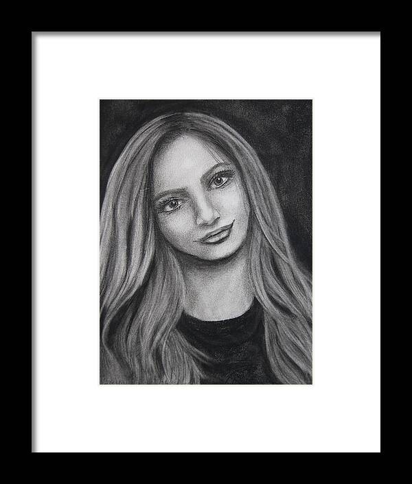 Woman Framed Print featuring the drawing Young Woman In Charcoal by Barbara J Blaisdell