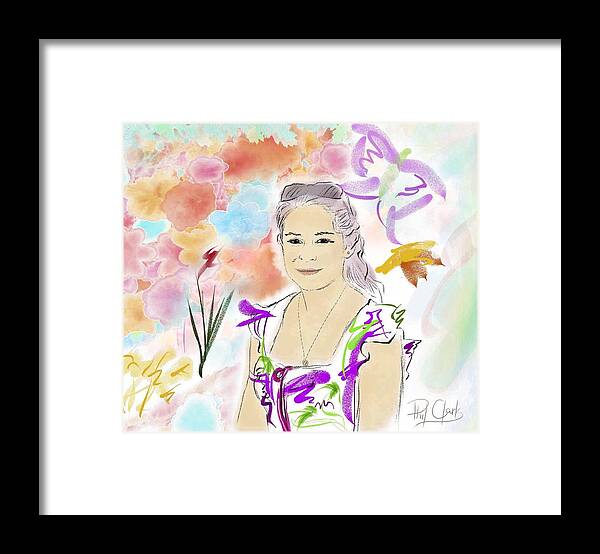 Woman Framed Print featuring the digital art Young Woman With Flowers by Phil Clark