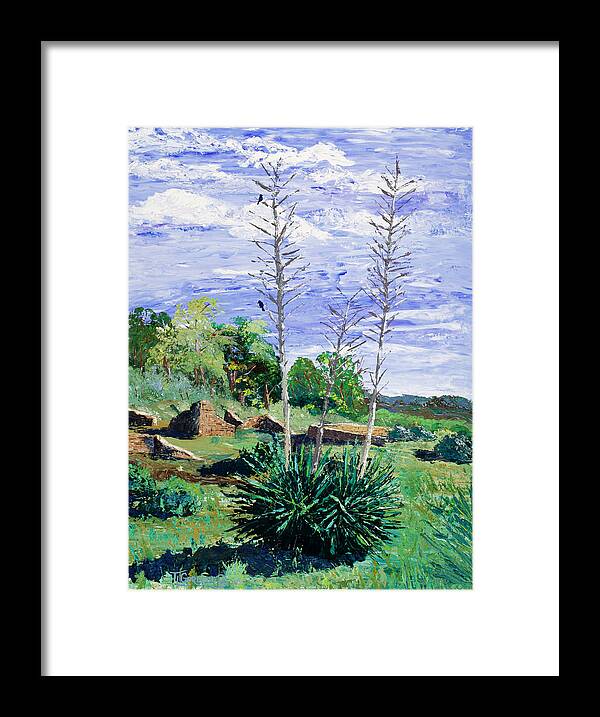 Tim Gordon Framed Print featuring the painting Yucca at the Ruins by Timithy L Gordon