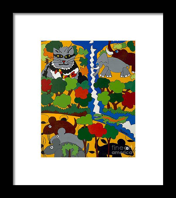 Cat Framed Print featuring the painting Zane Grey in Africa by Rojax Art
