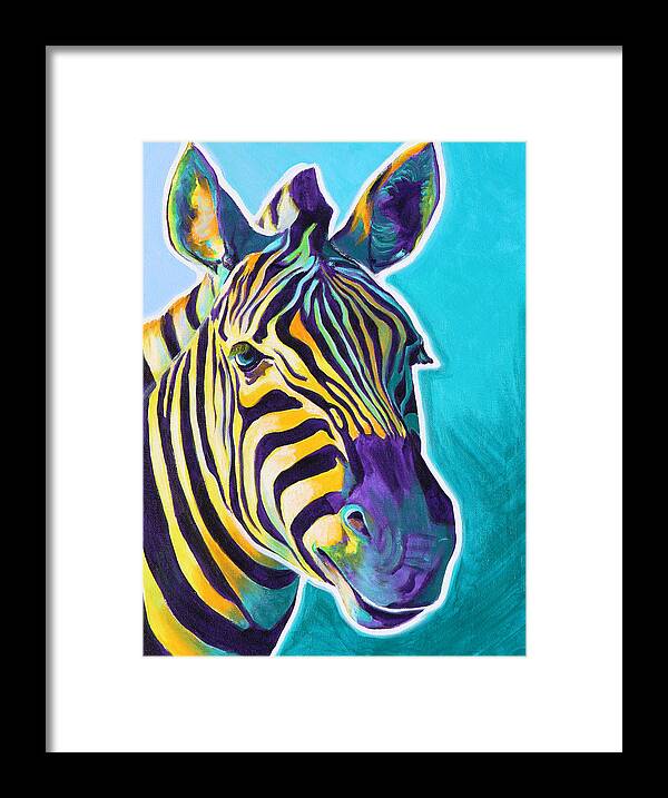 Zebra Framed Print featuring the painting Zebra - Sunrise by Dawg Painter