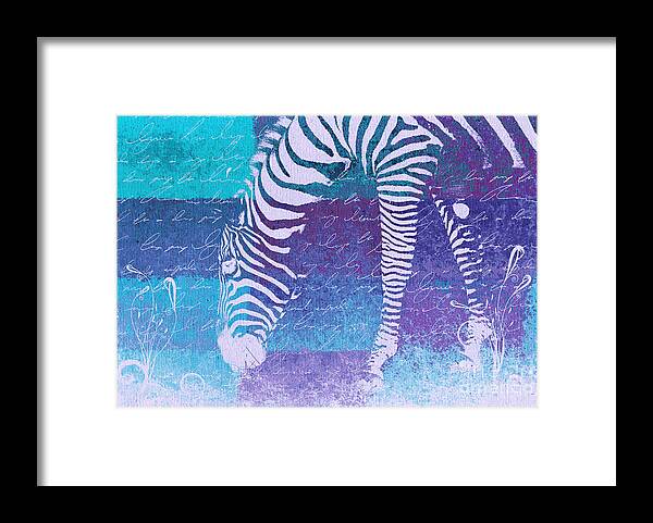 Zebra Framed Print featuring the digital art Zebra Art - bp02t01 by Variance Collections