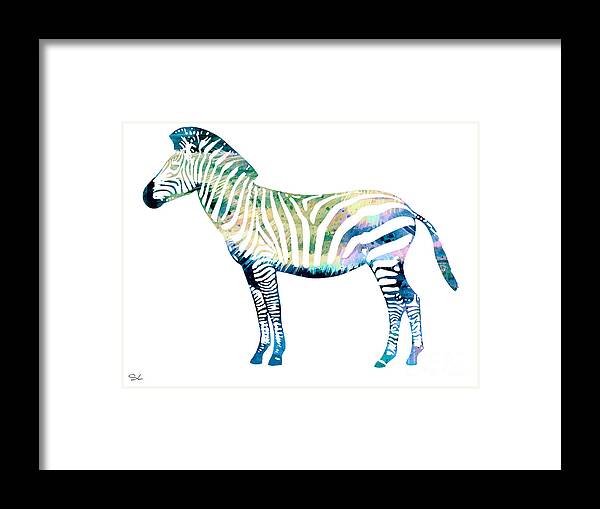 Art Framed Print featuring the painting Zebra by Watercolor Girl