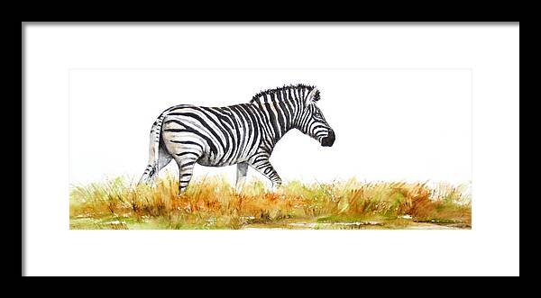 Zebra Framed Print featuring the painting Zebra Panoramic by Patricia Beebe