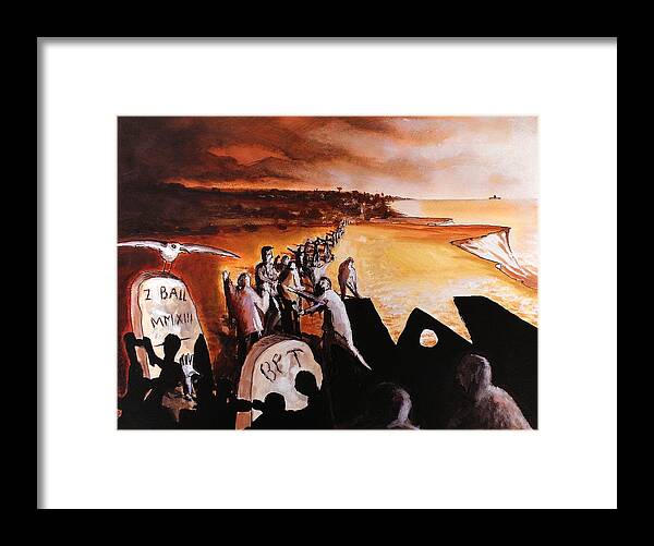 Horror Framed Print featuring the painting Zombies Of Reculver by Paul Mitchell