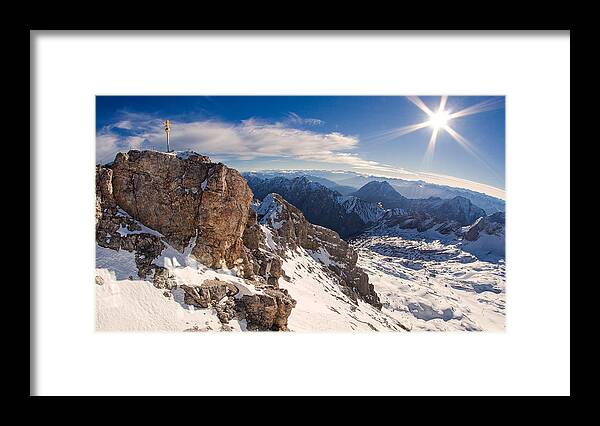 Zugspitze Framed Print featuring the photograph Zugspitze Summit by Shirley Radabaugh