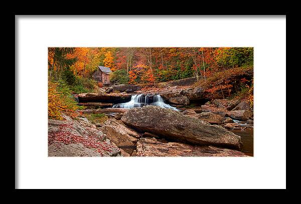 Glade Creek Framed Print featuring the photograph autumn leaves at the Mill by Randall Branham