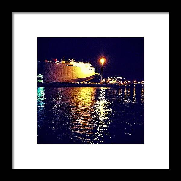 Beautiful Framed Print featuring the photograph 🚢 #boat #water #lights #ocean by Marisag ☀✌