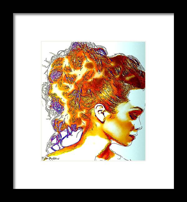 Woman Framed Print featuring the mixed media Lines of a Beautiful Profile by Tyler Robbins