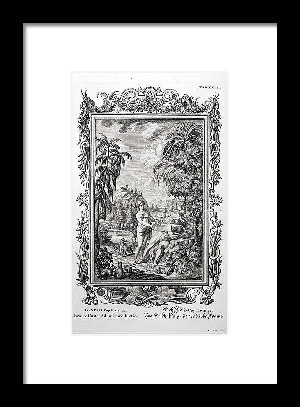 18th Century Framed Print featuring the photograph 1731 Scheuchzer Creation Adam & Eve by Paul D Stewart