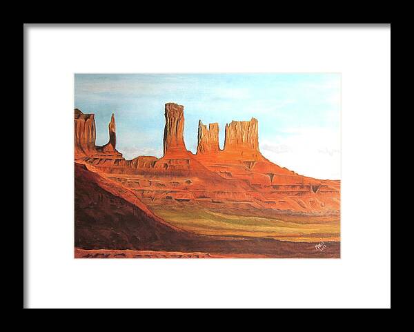 Desert Framed Print featuring the mixed media Arizona Monuments #1 by Maris Sherwood