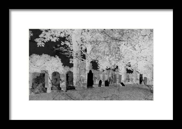 Graveyard Framed Print featuring the digital art Be Afraid... #1 by Rhonda Barrett